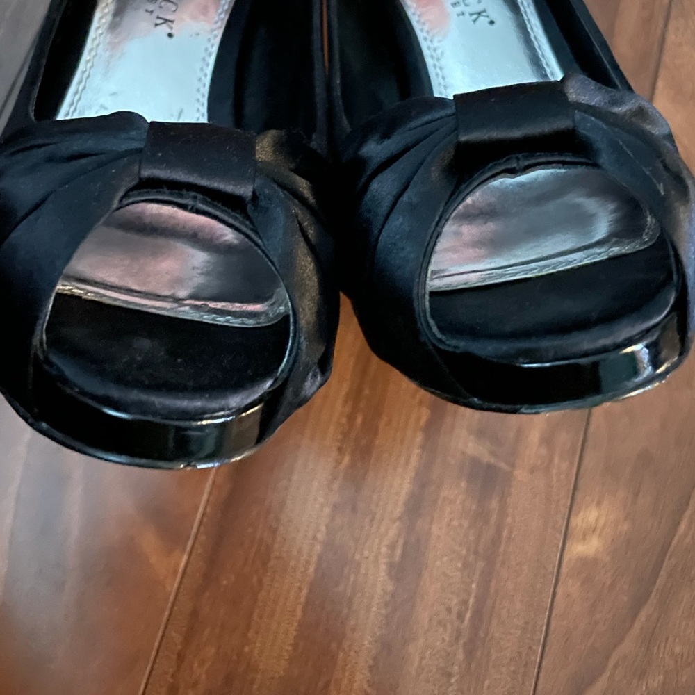 WHBM Ray black satin peep platform heel - Picture 8 of 9